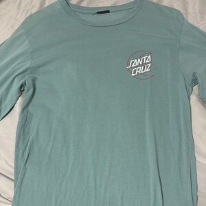 Santa Cruz Skateboards Men's Seafoam Green Long Sleeve Logo Tee